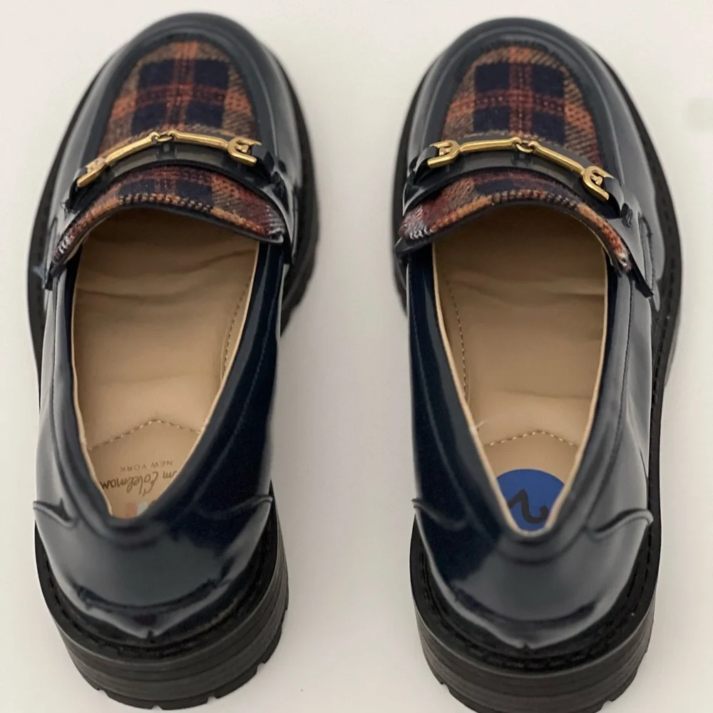 Sam Edelman Tully Buckle Round Toe Loafers, Size‎ 2, Plaid, NWNT